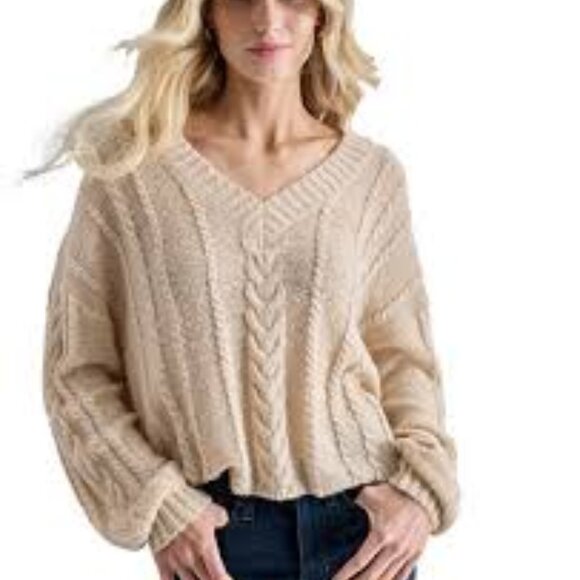 DKNY Jeans Women's V-Neck Cable-Knit Sweater Size XS - Picture 1 of 1